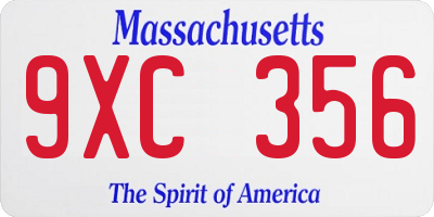 MA license plate 9XC356