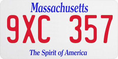 MA license plate 9XC357