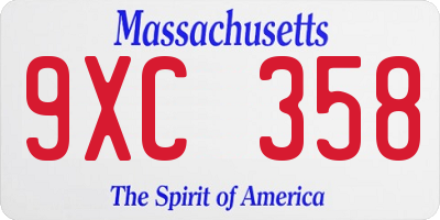 MA license plate 9XC358