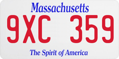 MA license plate 9XC359