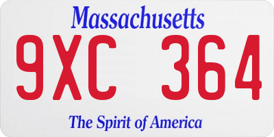 MA license plate 9XC364