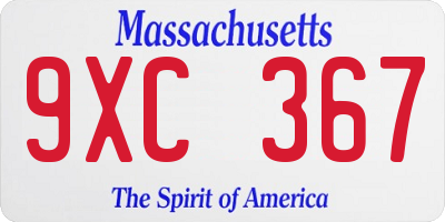 MA license plate 9XC367