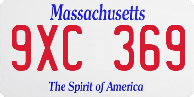 MA license plate 9XC369