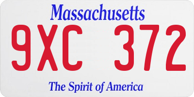 MA license plate 9XC372