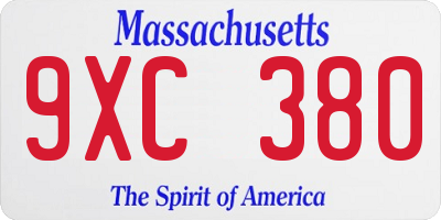 MA license plate 9XC380