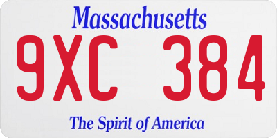 MA license plate 9XC384