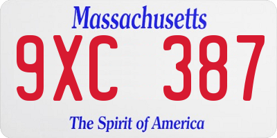 MA license plate 9XC387