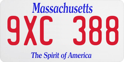 MA license plate 9XC388