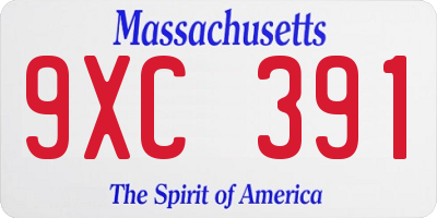 MA license plate 9XC391