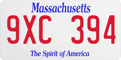 MA license plate 9XC394