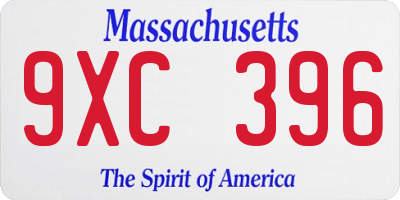 MA license plate 9XC396