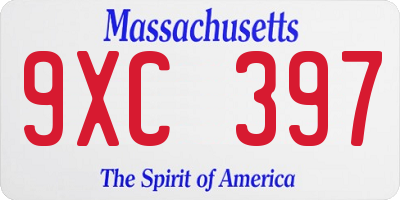 MA license plate 9XC397
