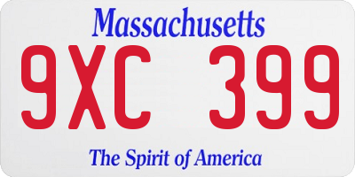 MA license plate 9XC399