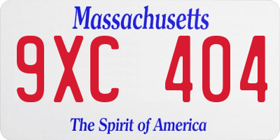 MA license plate 9XC404