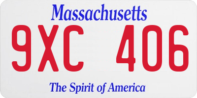 MA license plate 9XC406