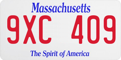 MA license plate 9XC409