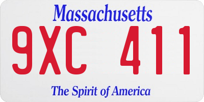 MA license plate 9XC411