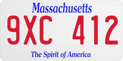 MA license plate 9XC412
