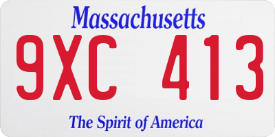 MA license plate 9XC413