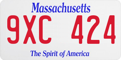 MA license plate 9XC424