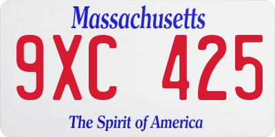 MA license plate 9XC425