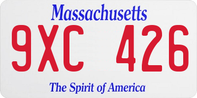 MA license plate 9XC426