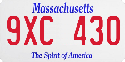 MA license plate 9XC430