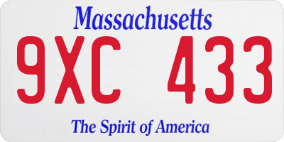 MA license plate 9XC433