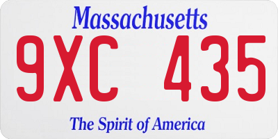 MA license plate 9XC435