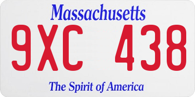MA license plate 9XC438