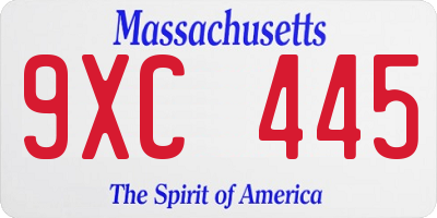 MA license plate 9XC445