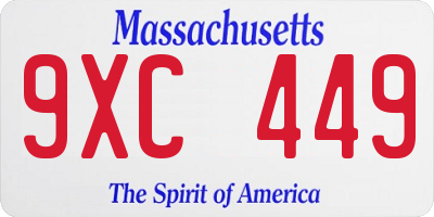 MA license plate 9XC449