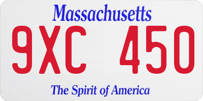 MA license plate 9XC450