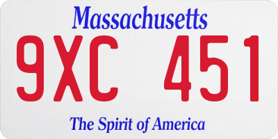 MA license plate 9XC451