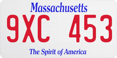 MA license plate 9XC453