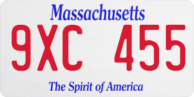 MA license plate 9XC455