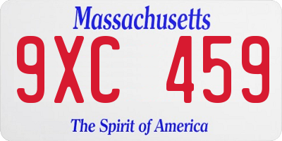 MA license plate 9XC459