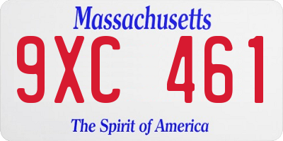 MA license plate 9XC461