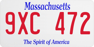 MA license plate 9XC472