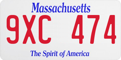 MA license plate 9XC474