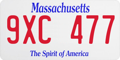 MA license plate 9XC477