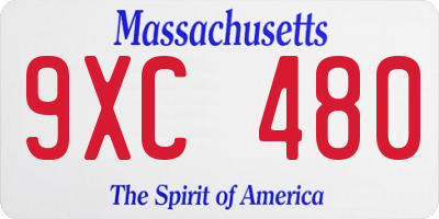 MA license plate 9XC480