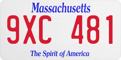 MA license plate 9XC481