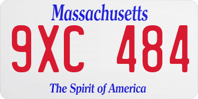 MA license plate 9XC484