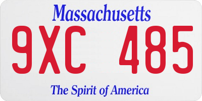MA license plate 9XC485