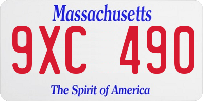 MA license plate 9XC490