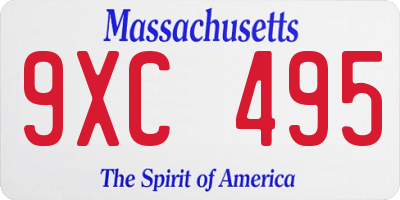 MA license plate 9XC495