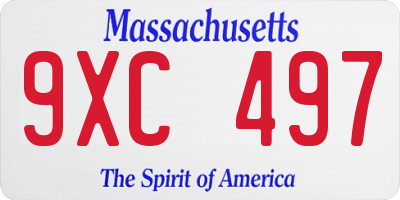 MA license plate 9XC497