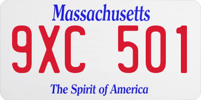 MA license plate 9XC501