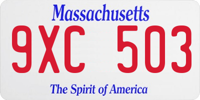 MA license plate 9XC503